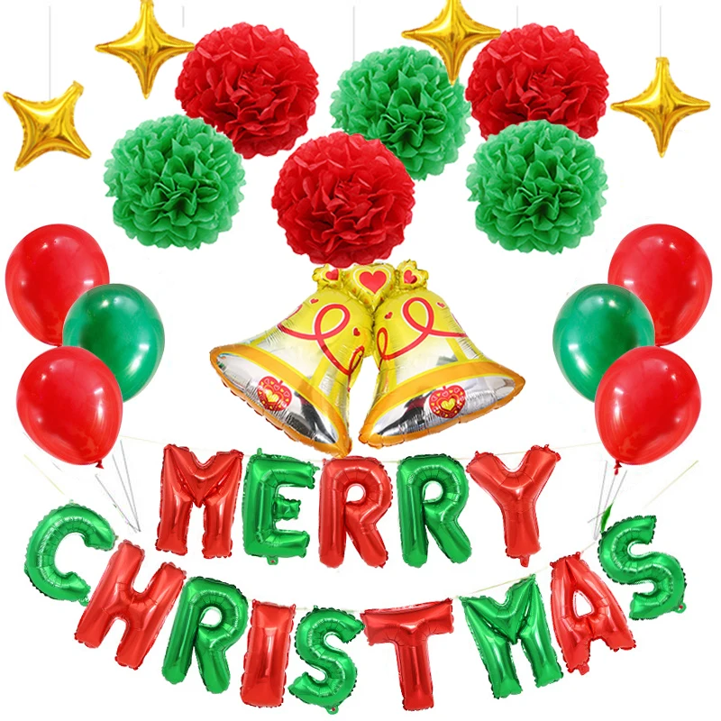 Фольгированные воздушные шары с надписью Merry Christmas|Украшения своими руками для
