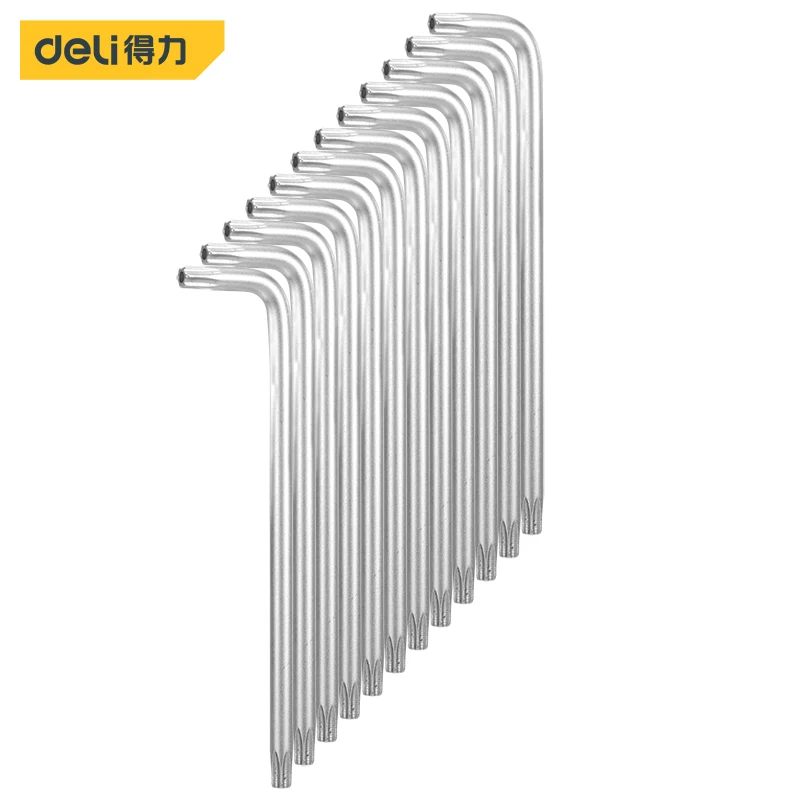 

Deli L-Type Double End Allen Hex Key Hexagon Wrench Set T25 Torx Head Spanner Hexagonal Hand Tool Flower Head Wrench Screwdriver