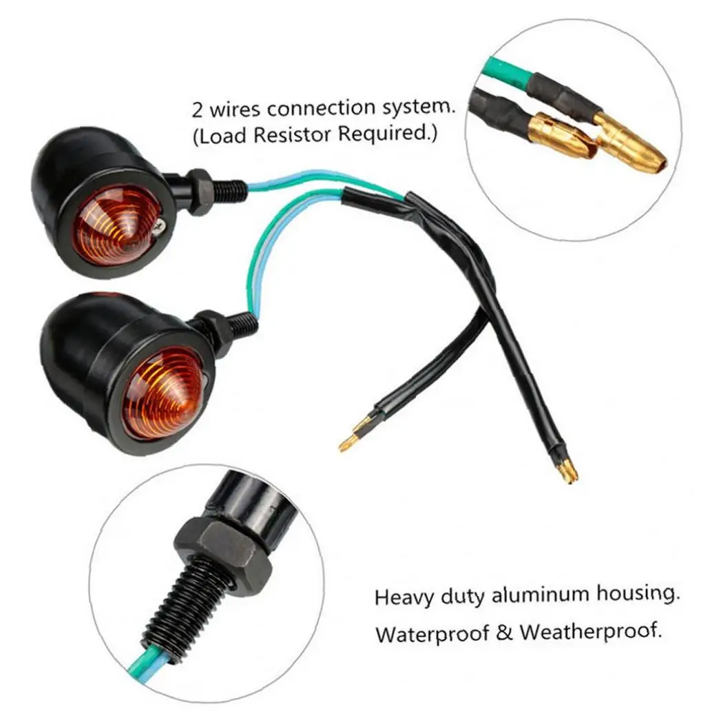 

Turn Signals Indicator Light Retro Turn Lamp with Yellow Lampshade Motorcycle Accessory 2 PCS