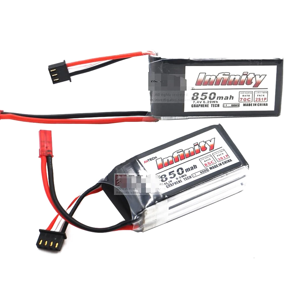 

RC Battery, Infinity 7.4V/11.1V 850mAh 70C LiPo Battery (JST Connector) for RC Multicopter Model