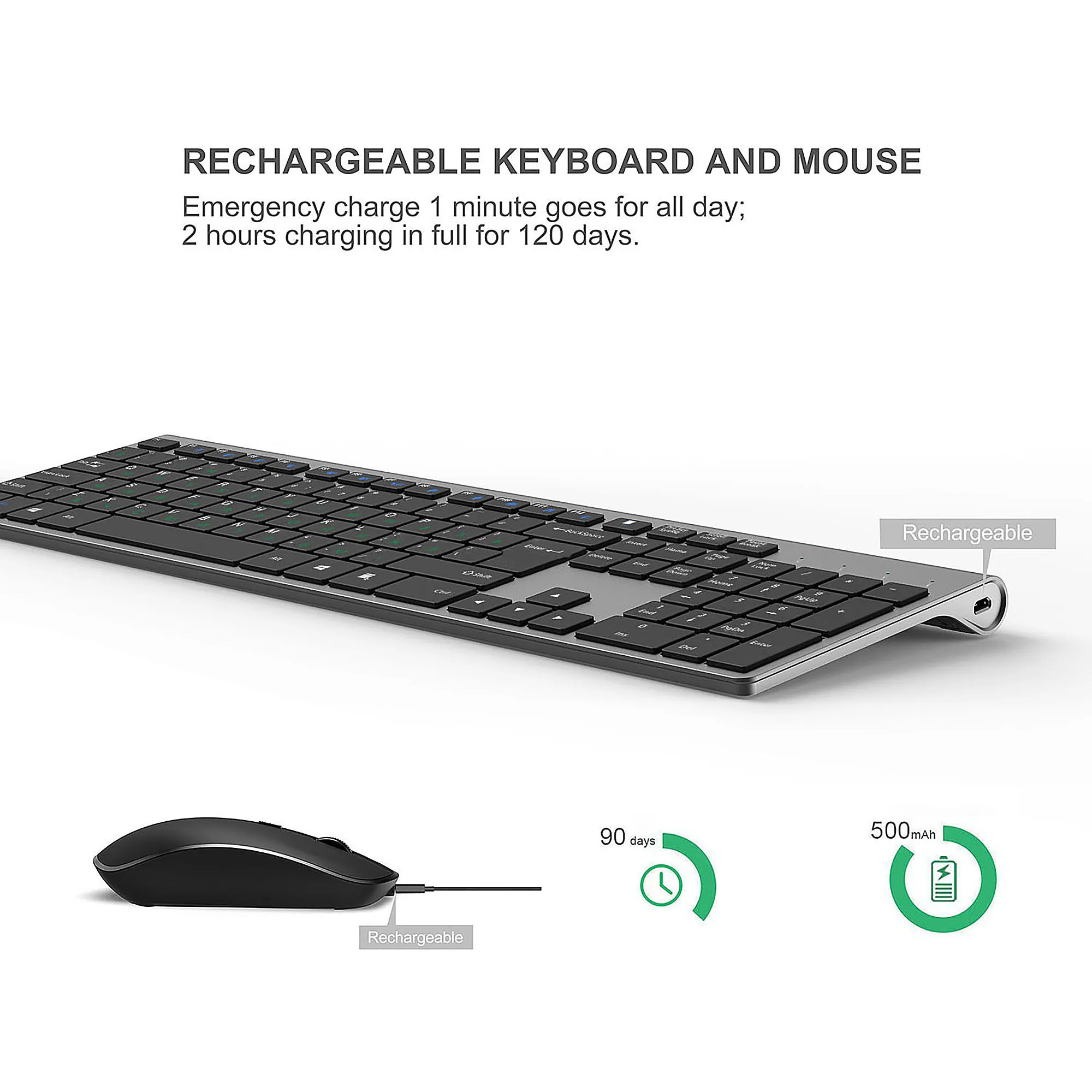 Teclado sem Fio e Mouse para Apple Conjunto Russo Layout Interface 2.4g Tamanho Completo Teclado 108 Teclas Mudo Mini Windows Usb - Imagem 5