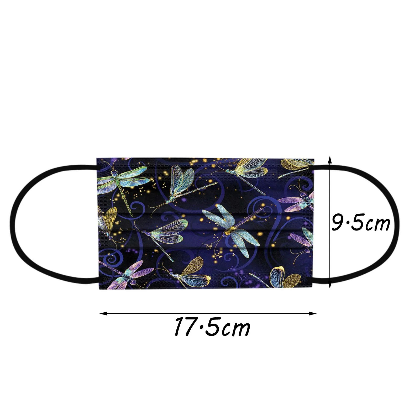 Face Mask Adult Women Man Colorful Dragonfly Printed Disposable 10pcs 3ply Filter Ear Loop Face Sheild