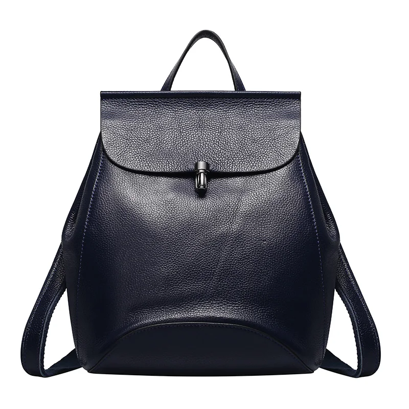 Women's bag new fashion bag backpack leather female bag backpack bag leather bag - Цвет: Темно-синий
