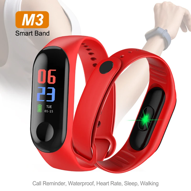 

M3 Fitness Tracker Smart Band Watch Color Screen Waterproof Smart Fitness Bracelet Heart Rate Monitor Men Women Wristband