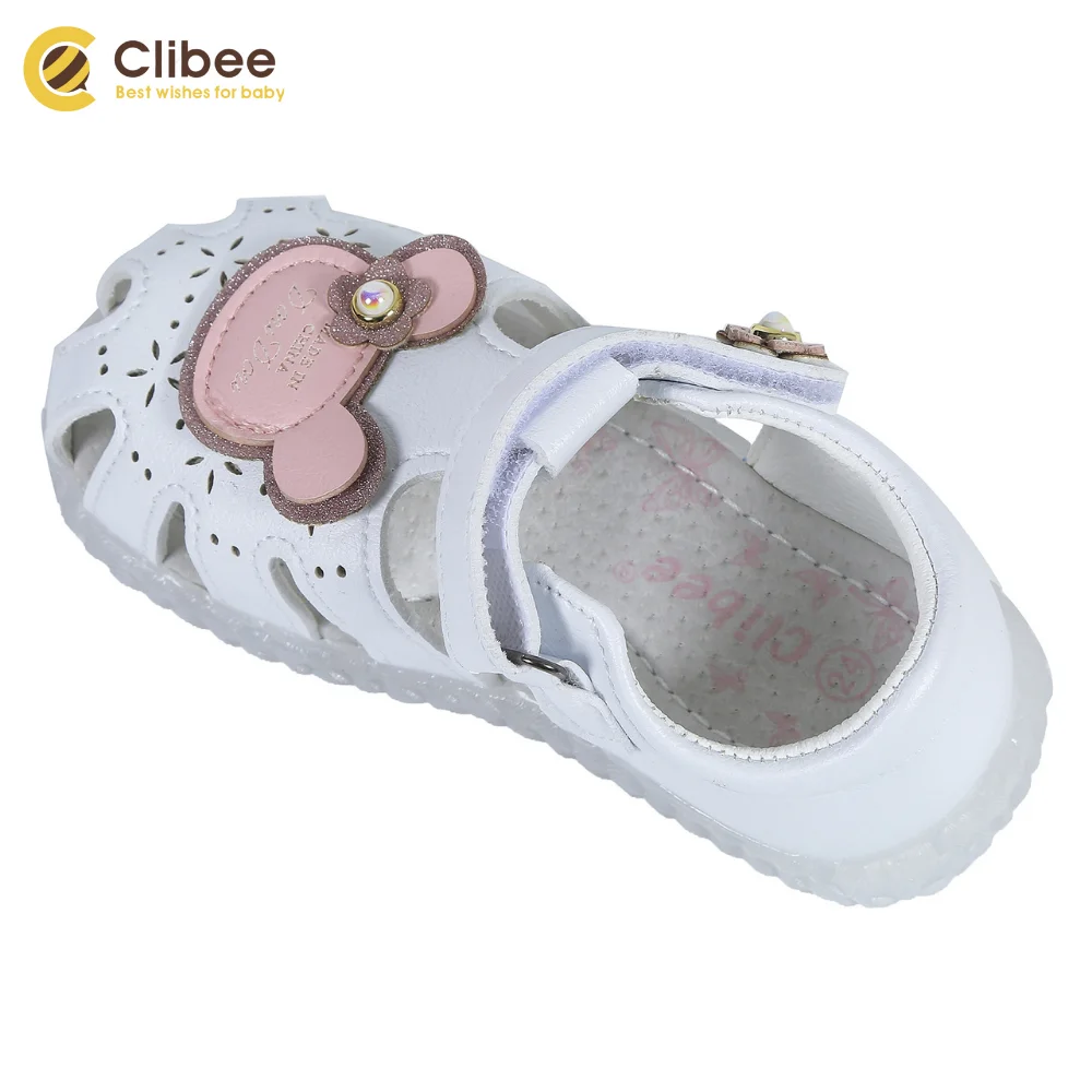Clibee для маленьких девочек летние детские сандалии кожаные светодиодный