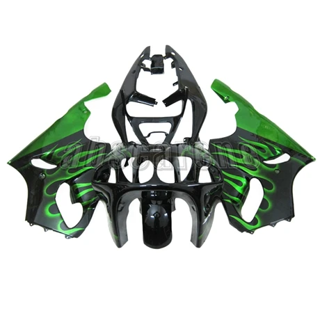 Полный обтекатели для Kawasaki ZX7R ZX-7R 1996 1997 1998 1999 2000 2001 2002 ABS Пластик мотоцикл капоты черный с зеленым пламя