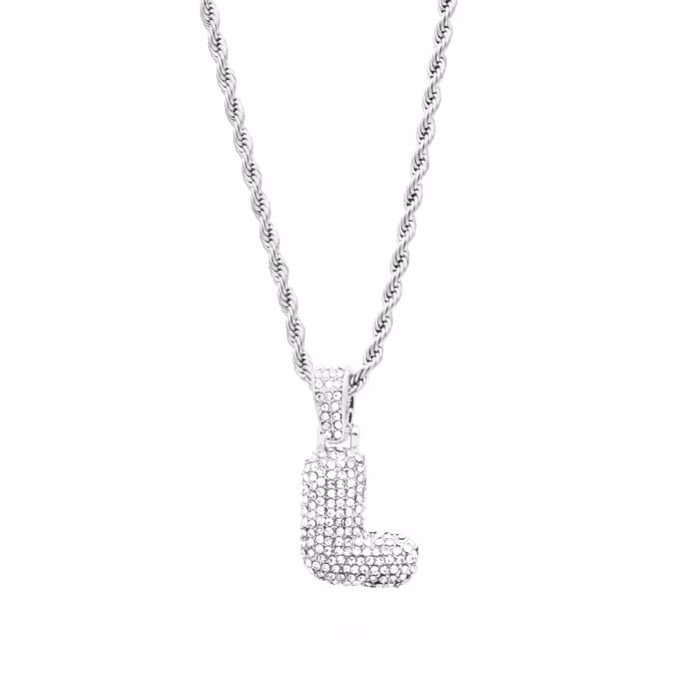 Сплав Bling Bubble Intial Let Iced Out горный хрусталь A-Z начальный кулон золотистый Серебристый с розой Подвеска золотого цвета кулон ожерелье