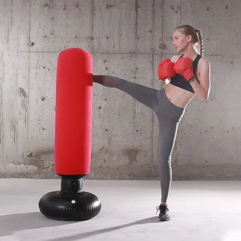 

Fitness Inflatable Sandbag Bounce Back Kick Training Gym Target Kids Adults Boxing Column Free Standing Foldable Pressure Relief