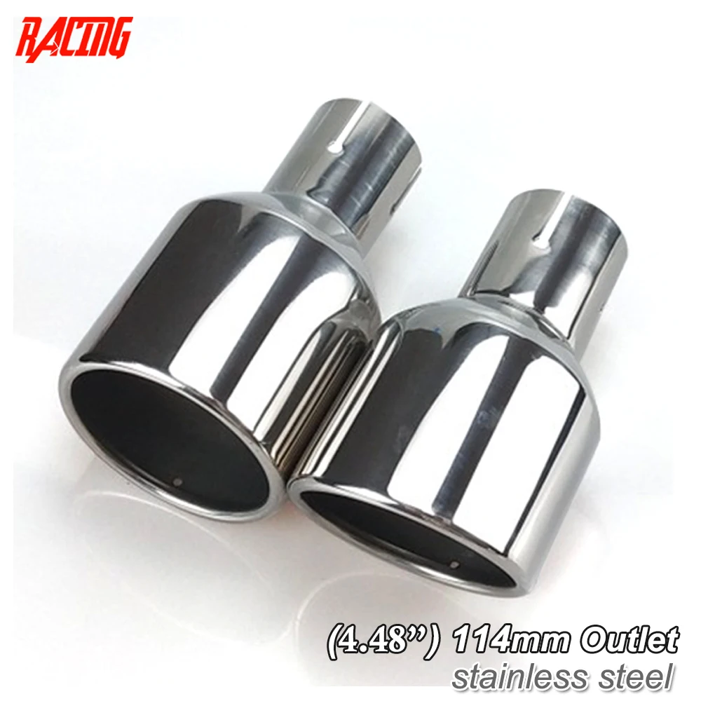 1 Piece Car Exhaust Muffler Tip 114mm Outlet Universal Modification Silver Curly Flange Stainless Steel End Pipe