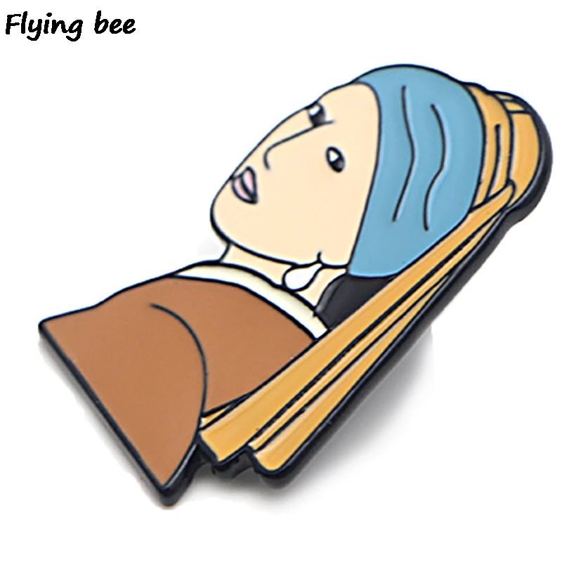 20 шт./партия Flyingbee девушка с жемчугом сережки-гвоздики Женская Брошь и булавка куртка эмаль шпильки значки значок на лацкан значок для рюкзака X0457