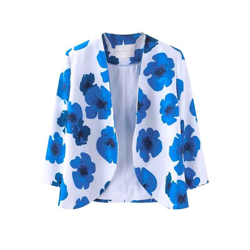 A Series Autumn New Products Versatile Cardigan Printed Suit WOMEN'S Coat 4523456754