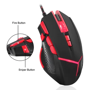 

Professional Wired Gaming Mouse 9 Button 4000 DPI LED Optical USB Computer Game Mice JHP-Best