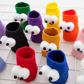

1 pair of socks female stereo big eyes trend cotton Breathable personality cartoon funny female pile of socks