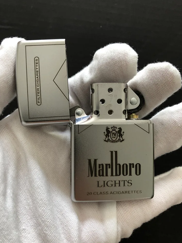 Ветрозащитная зажигалка, серебряная, мелкая, оаренная, пять мужчин, резные подарки, подарок