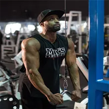 Мужская хлопковая спортивная рубашка без рукавов в европейском и американском стиле, модный жилет для фитнеса, бега, тренировок, баскетбола