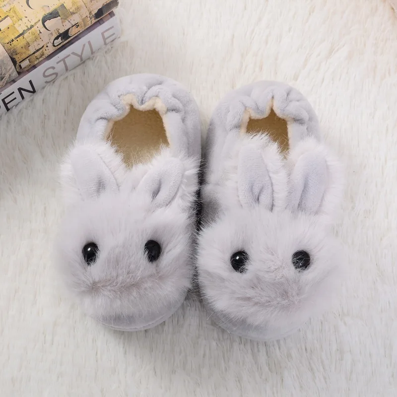 Осенне-зимняя обувь; обувь для маленьких девочек; хлопковые тапочки с кроликами; одежда для детей и малышей; тапочки для мальчиков и девочек
