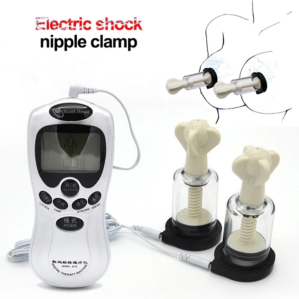 Electric Shock Nipple Sucker Vacuum Pump Breast Booster Electric Stimulation Body Massager Clitoral Clip Adult Female Sex Toy