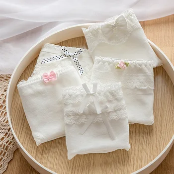 Nuovo intimo 5 pz/borsa nuovo cotone bella vita media slip ragazza mutandine solido bianco adolescenti intimi studenti L-XL