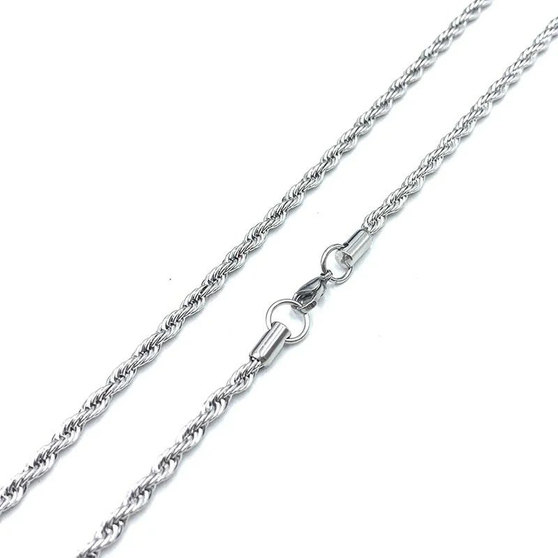 Stainless Steel Necklace Metal Necklace Rope Chains Stainless Steel Necklaces for Women Men 2MM-8MM Hip Hop Jewelry