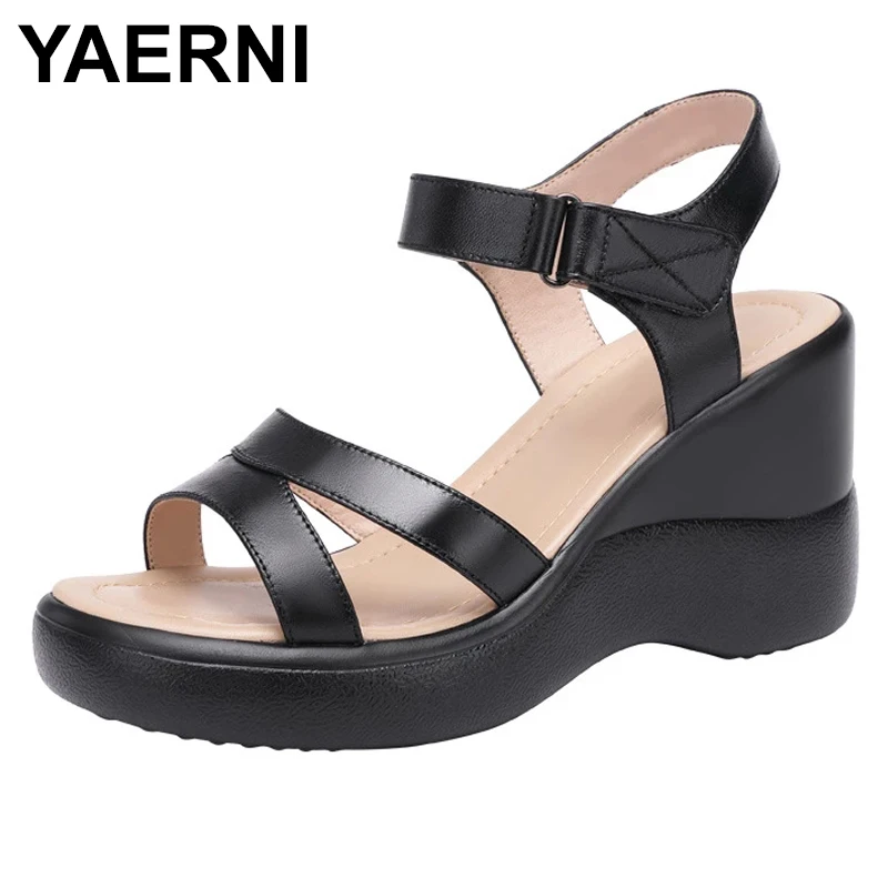

YAERNISoft Bottom Wedges Heel Sandals Women Summer 2021 New White High Heel Sandals Platform Comfortabal Open Toe Heels