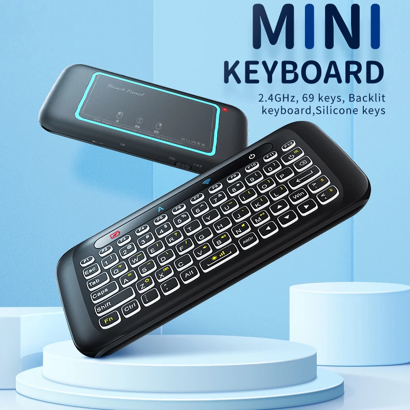 Tanie H20 Mini 2.4Ghz bezprzewodowe podświetlenie klawiatury Touchpad Air Mouse pilot na podczerwień