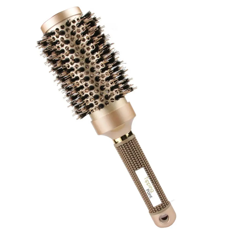 Золотой цилиндр вьющиеся волосы расческа профессиональный стиль расческа теплопроводность воздуха алюминиевая трубка керамическая расческа для волос