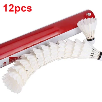 

High Quality 12Pcs/Set Badminton Shuttlecocks Goose Feather Badminton Balls Outdoor Sports Badminton Accessories Durable