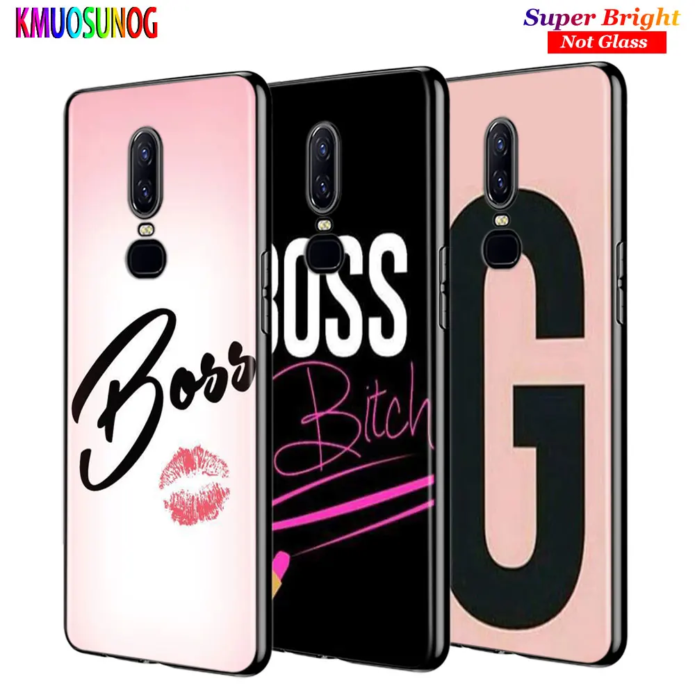 

For OnePlus 7 7Pro Black Silicone Cover Cute girl boss Back Cover For OnePlus 5 5T 6 6T Phone Case