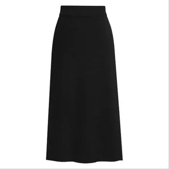 

autumn and winter Stretch Slim Knitted Skirts Women office Package Hip split Pencil midi Skirts