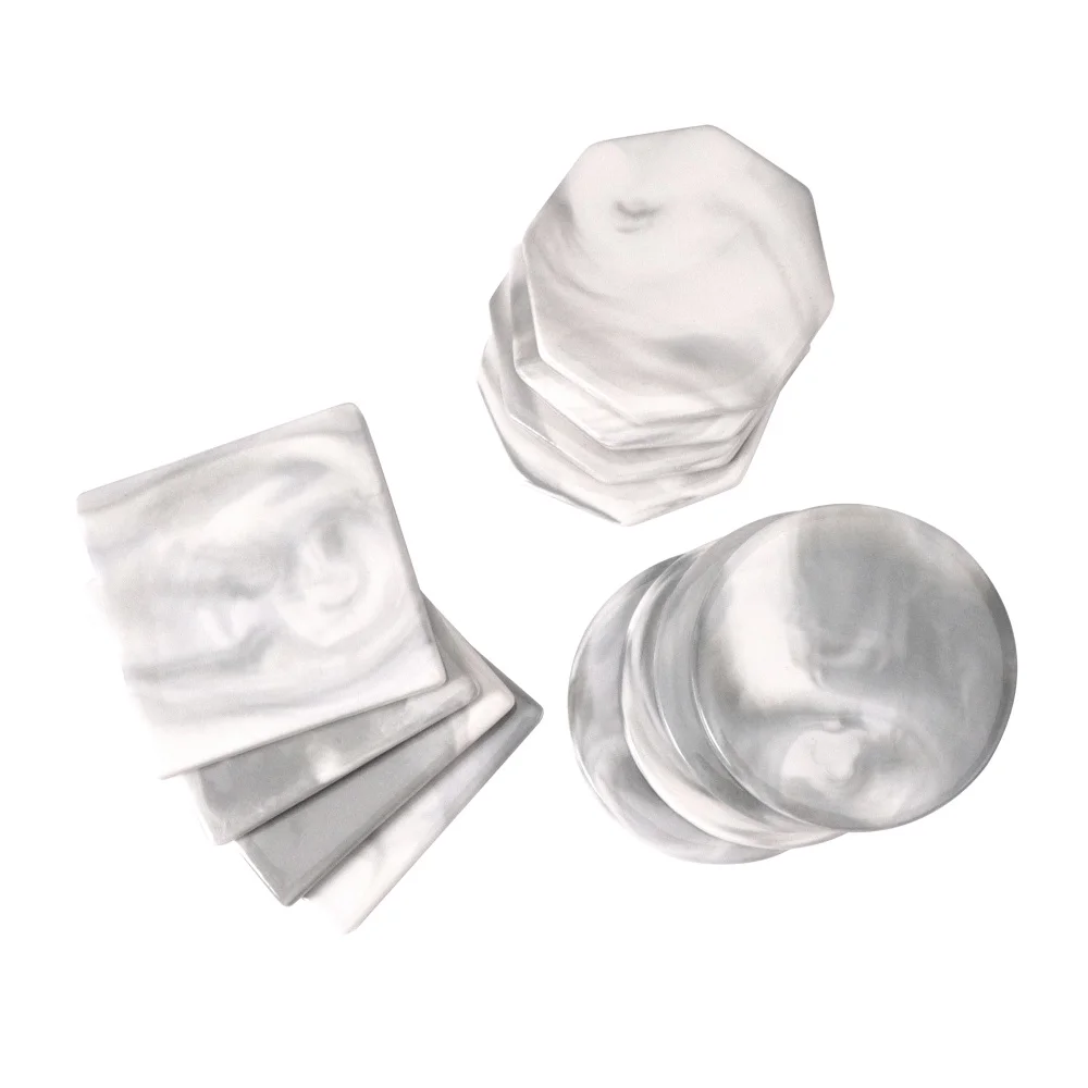 

Ceramic Stone Coaster Set with Cork Base Marble Surface Pattern Cups Place Mats for Home Decor Set of 4 Table Coasters