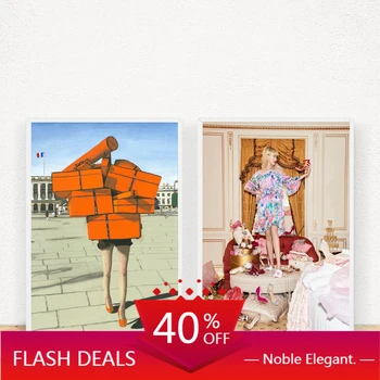 Online Leinwand Malerei Paris Sexy Mädchen Mode Kleid Wand Kunst Nordic Poster Und Salon Dekoration Wand Bilder Für Wohnzimmer Wohnkultur