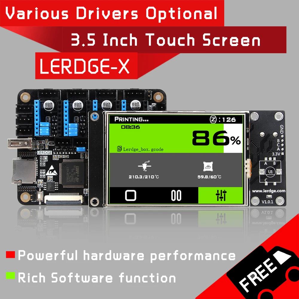 Online Placa controladora de impresora LERDGE X 3D para control de piezas de impresora placa base con placa base ARM 32Bit tmc2208 lv8729 a4988 controlador