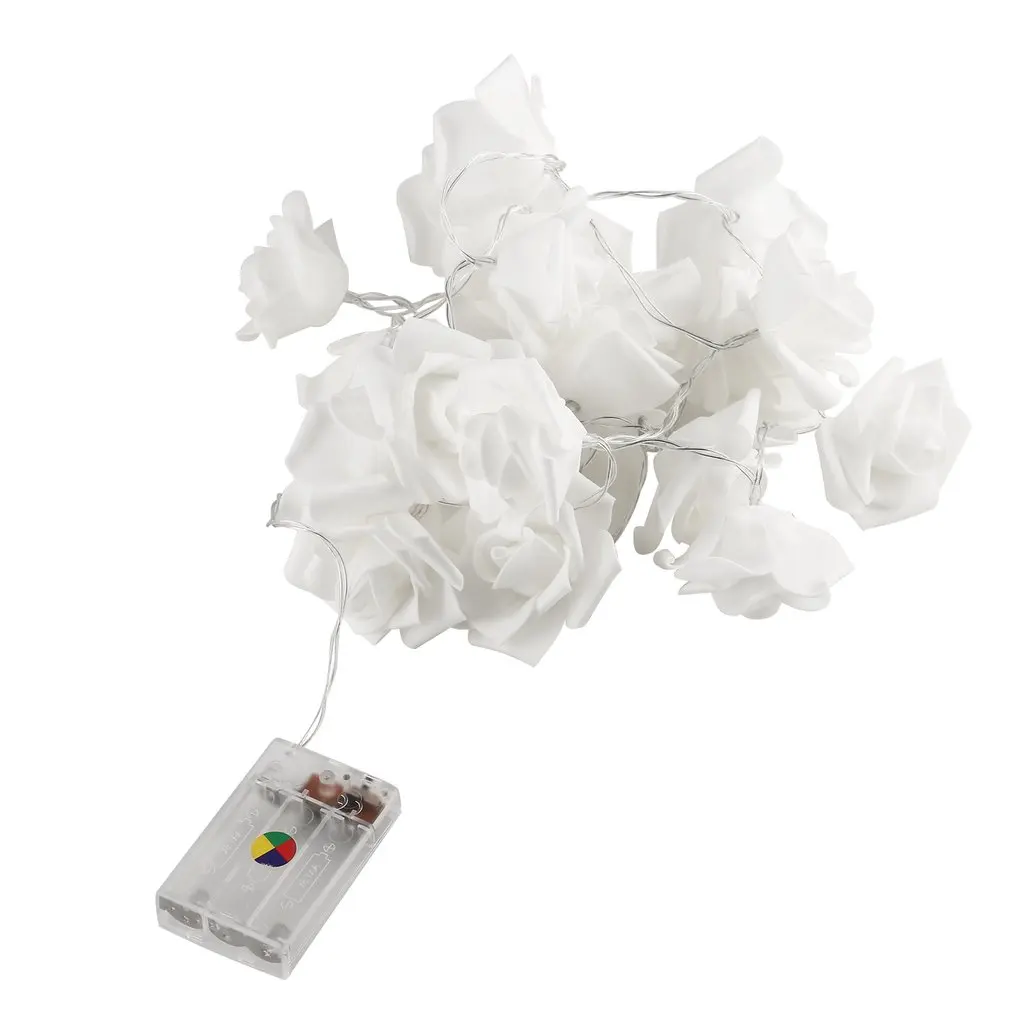 

2.3M 20LEDs White Rose Flower LED String Lights Colorful for Wedding Christmas Decoration String Fairy Light Battery Operated