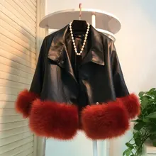 Новые модные женские осенне-зимние теплые кожаные куртки из искусственного меха, женские толстые розовые и черные пальто из искусственного лисьего меха, верхняя одежда