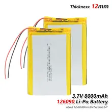 Аккумуляторная литий-полимерная батарея 3,7 v 8000mah 126090 литиевые батареи 8AH с печатной платой и проводами