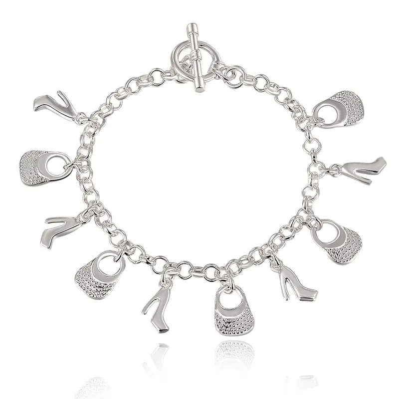 Серебряный браслет, очаровательные браслеты для женщин, высокое качество, Bileklik браслет и браслет, модное ювелирное изделие, подарок - Окраска металла: H108