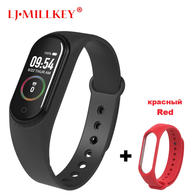 M4 Black x Red Умный Браслет Интеллектуальный трекер активности M4 умный Браслет Смарт-браслет 4 пульсометр фитнес-трекер умные часы для мужчин и женщин - Цвет: M4 Black x Red