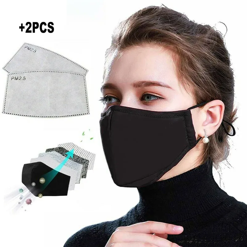 

FFP2 Respirator Filter PM2.5 Cotton Black mouth Mask dust proof mascarilla Face Activated carbon Windproof Anti-pollution mask