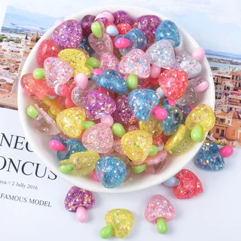 

20Pcs Glitter Sequin Mushroom Flatback Resin Cabochon Scrapbooking Fit Hair Bow Clips Embellishments Diy Phone Accessories