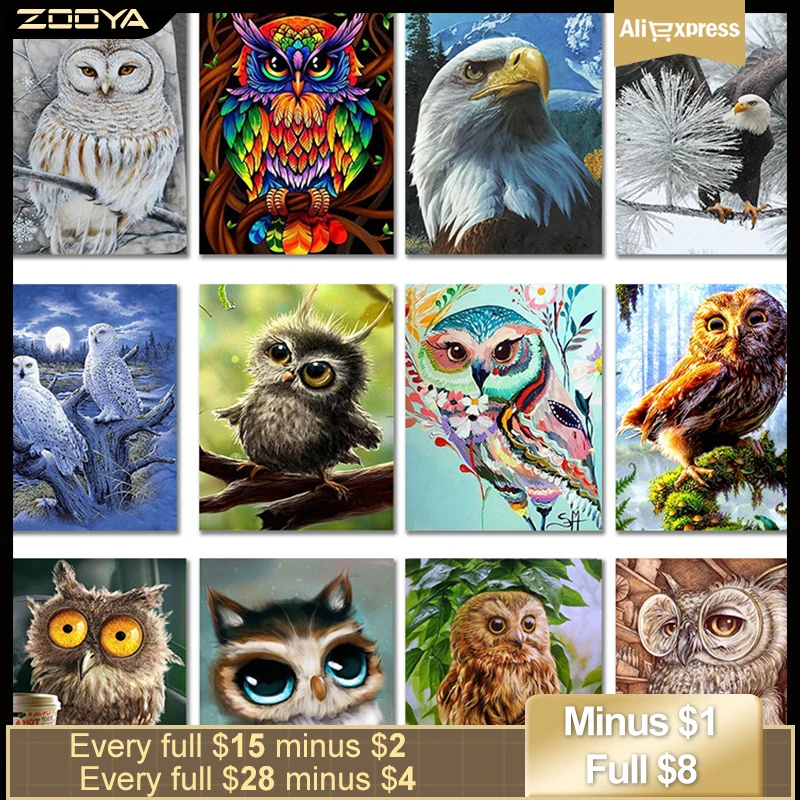 ZOOYA алмазная живопись животное милая сова Алмазная мозаика полная вышивка
