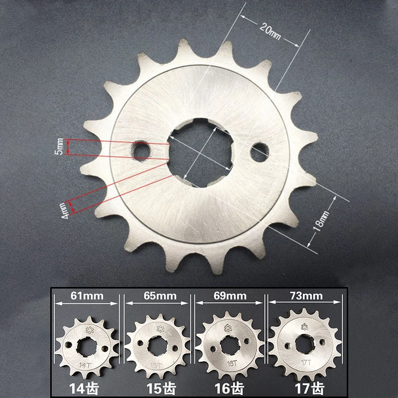 1Pcs Nickel Alloy Steel 428 14T 15T 16T 17T Tooth Sprocket for Loncin CG125 CB125 CBT125 Dirt Pit Bike Moped Scooter Motorcycle