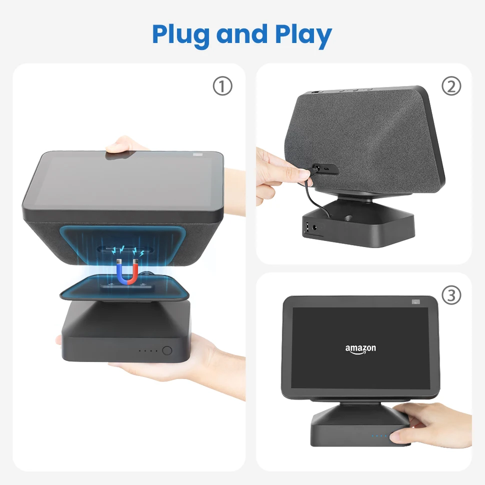 Base de Bateria para Eco Play-time para Eco Mostrar 1st & 2nd Gen Amazon Alexa Exibir Bateria Móvel 9.5hrs 5 15000 - 10000mah 8 - Image 5