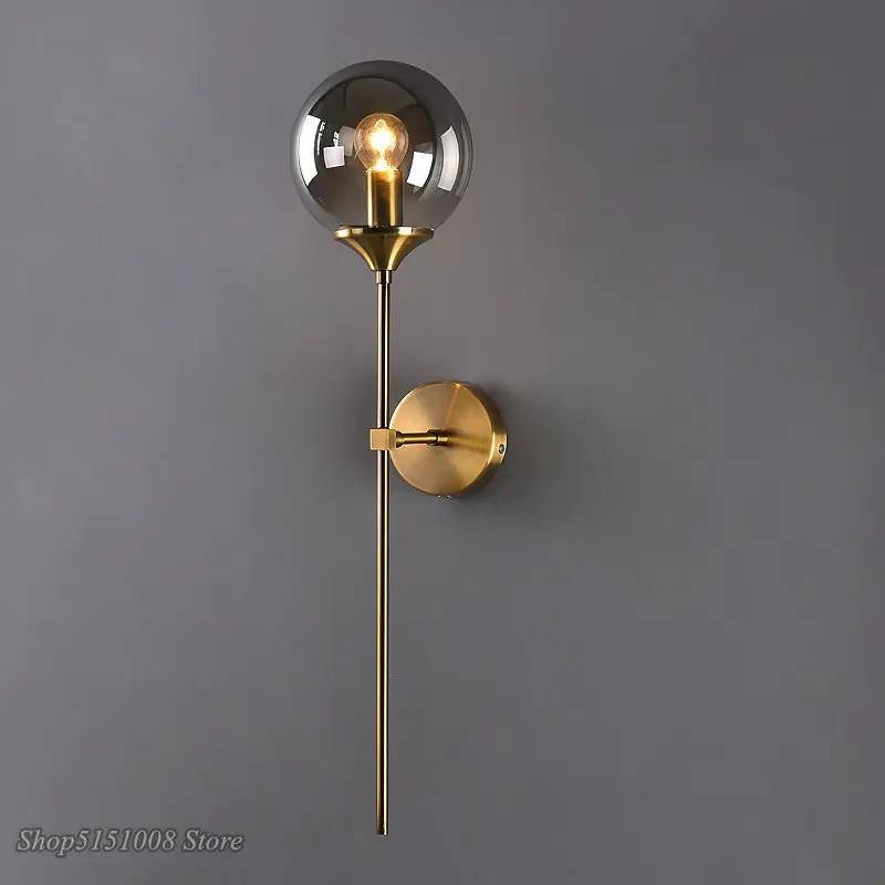 US $31.77 Nordic Modern Glass Wall Lamp Gold Led Wall Light For Kitchen Bathroom Dressing Mirror Indoor Lighting Luminaire Home Decor E14