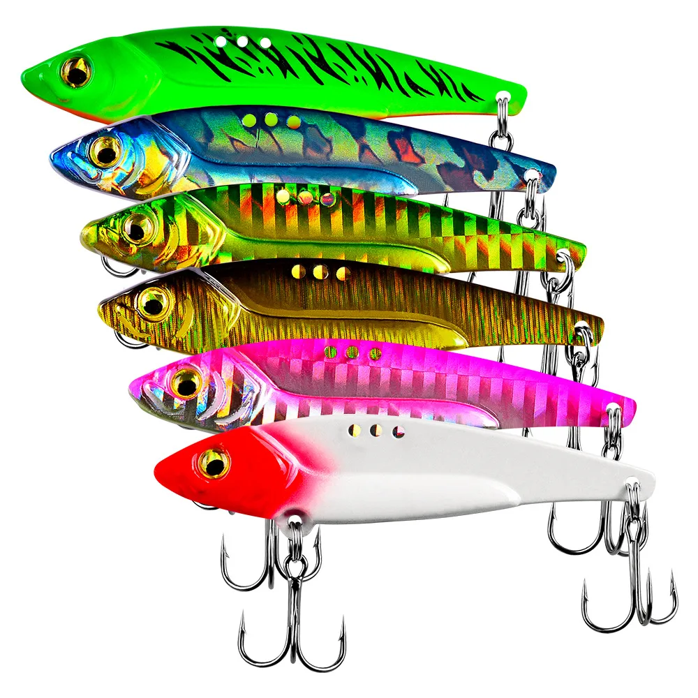 1pc VIB Lure 3D Eyes Pencil 5g 7g 12g 17g 20g Balancer Spoon Spinner Painting Fishing Lure Hard Bait Fishing Tackle Treble Hook