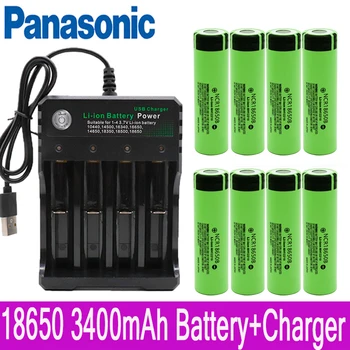 

Panasonic 100% New NCR18650B 3.7V 3400mAh 18650 Lithium Rechargeable Battery Flashlight batteries and USB charger