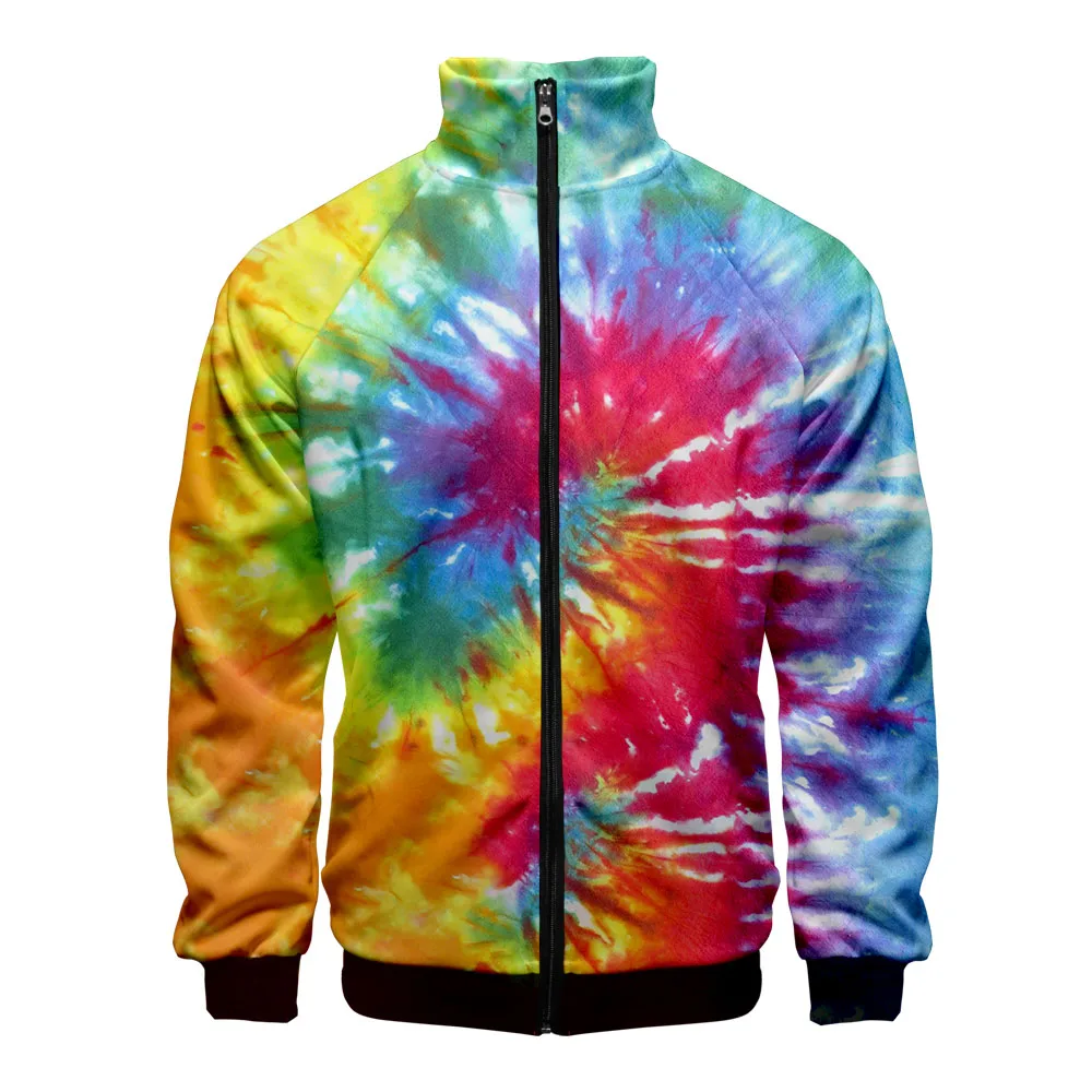 2019 Brand Mens Tie dyeing print Hoodies Men Baseball  Coat Casual  Overcoat For Male Clothing
