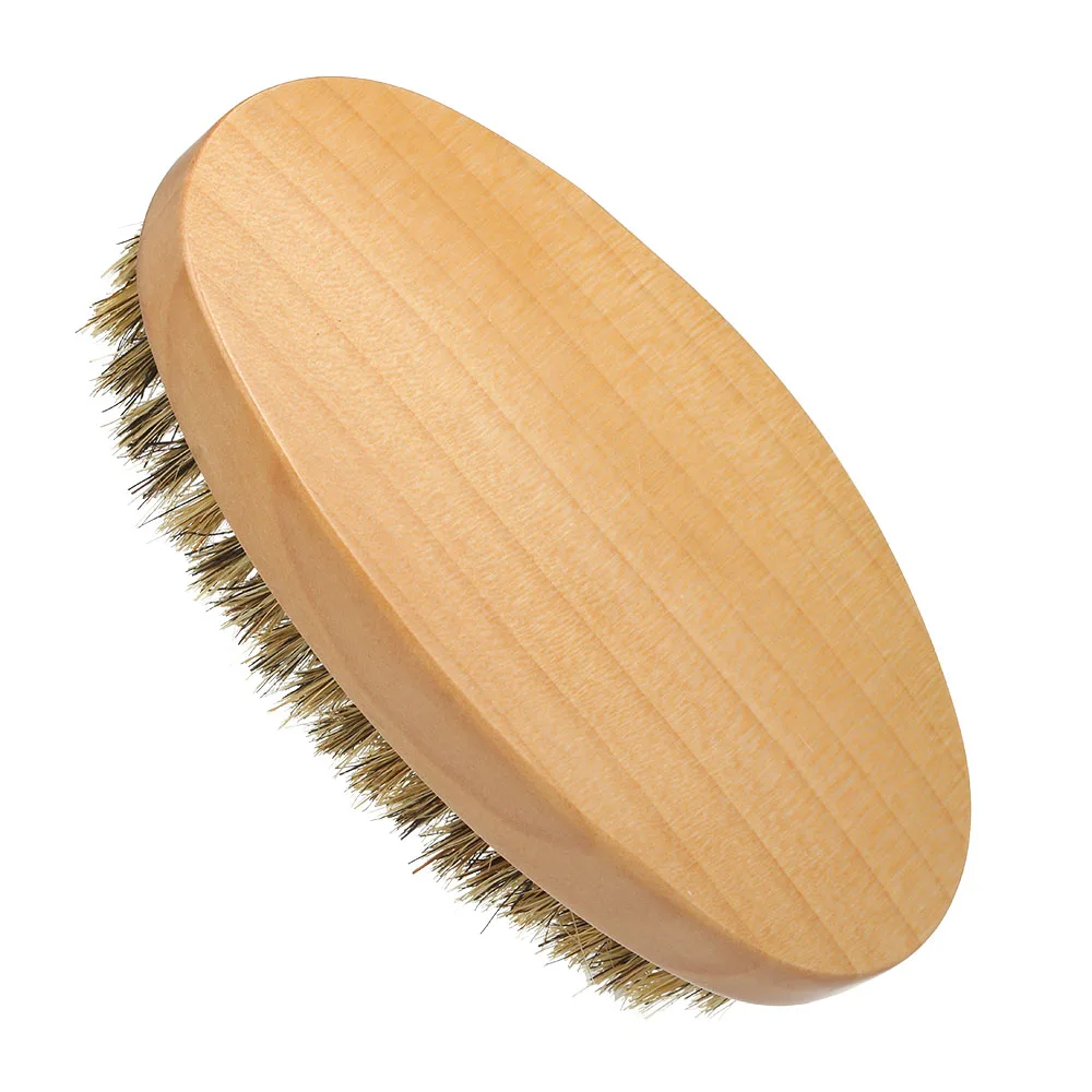 Мужская щетка для бороды с деревянной ручкой, прочная щетина для умягчения волос на лице, уход за кожей и уход за бородой, размер ладони