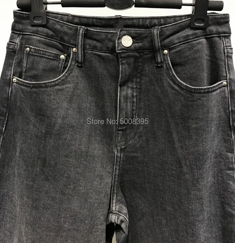 Женские угольно-Серые Широкие джинсовые брюки, укороченные джинсы с высокой талией
