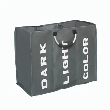 

Three Grid Foldable Storage Laundry Basket High Capacity Sorter Bin Bathroom Washing Dirty Cloth Toy Storage Bag