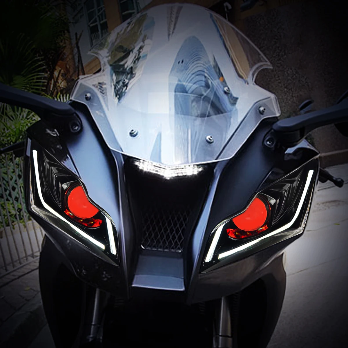 1X Full LED Front Headlight Assembly For Kawasaki Ninja ZX10R ZX 10R  2011-2015 Optical Fiber Motorcycle DRL Headlamp US STOCK